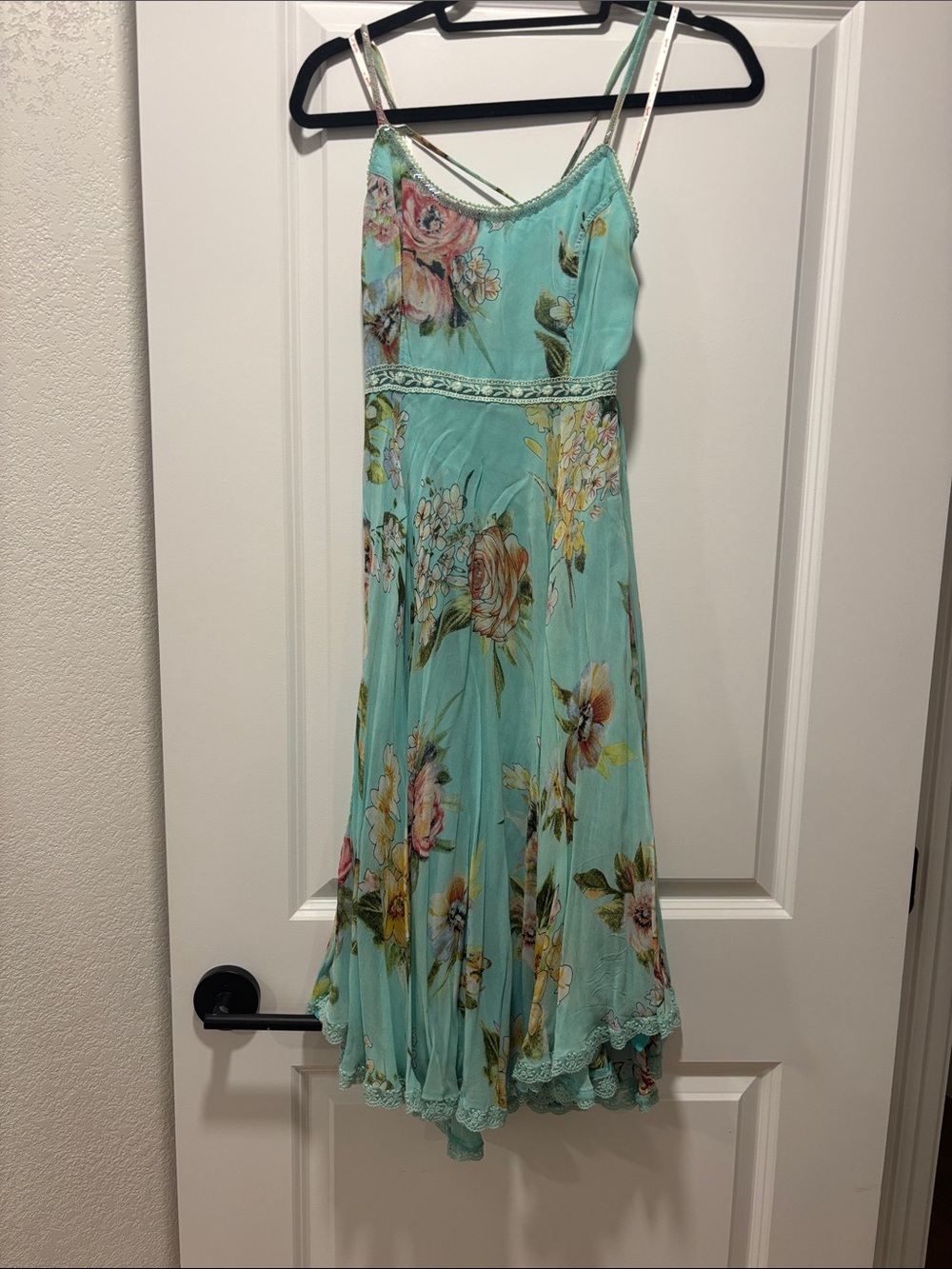 Derhy Lightweight Flowy Turquoise Floral Midi Dress